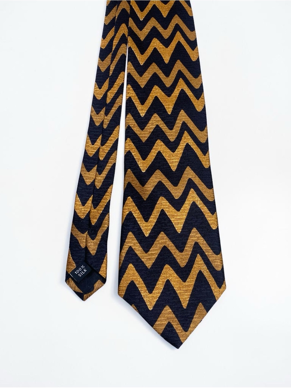 Bachrach Black and Gold Zigzag Silk Tie